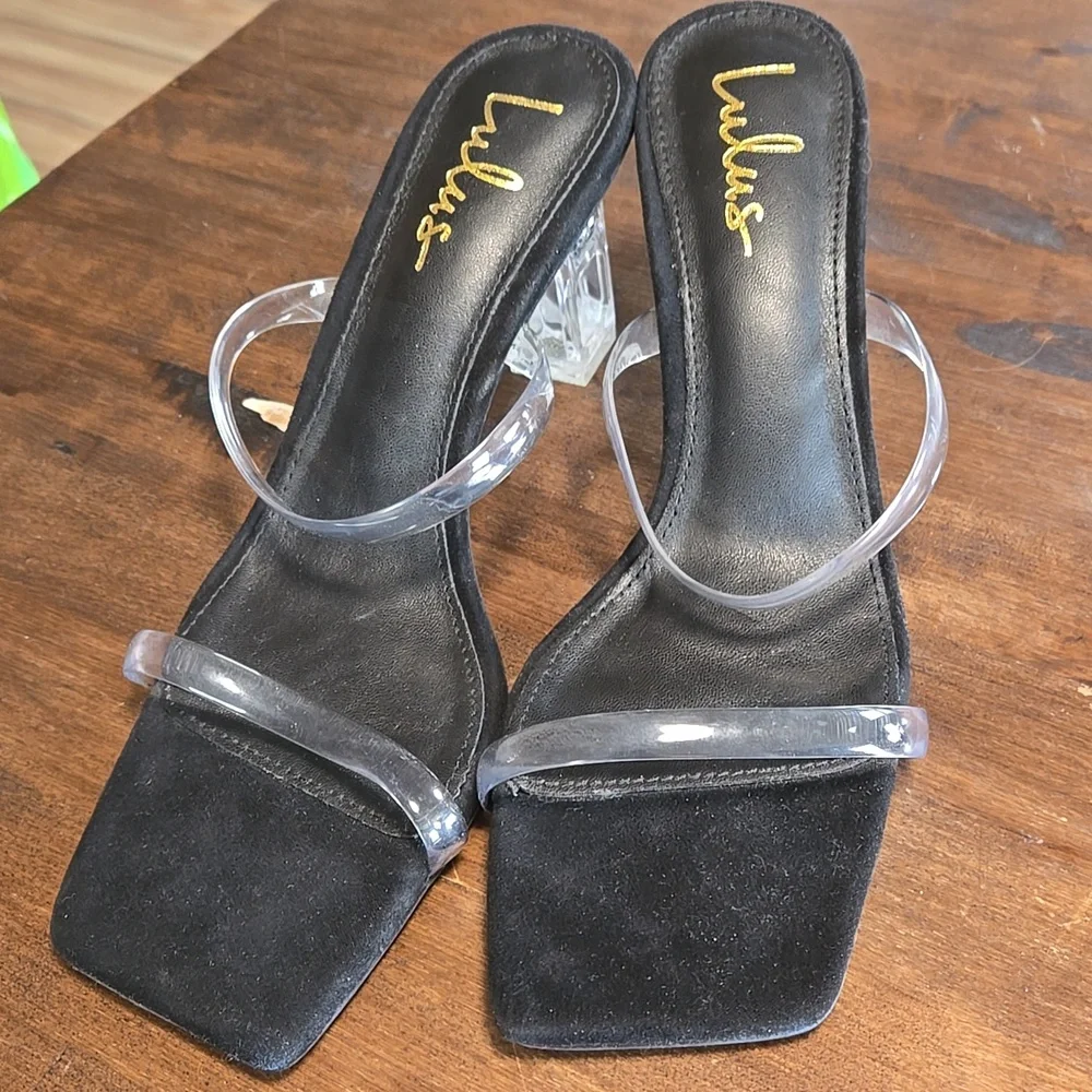 Lulu's Black and Clear Women's Heels